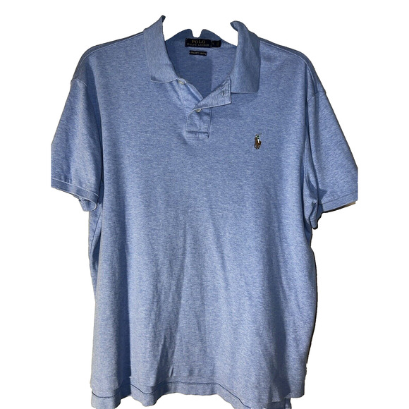 Polo Ralph Lauren Pima Soft Touch Short Sleeve Polo Shirt Men’s Size Large Blue - Picture 1 of 10